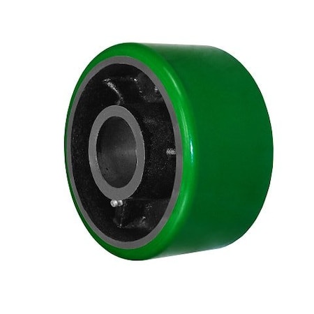 Wheel; 6X3 Polyurethane,Steel (Green,Black); 1-15/16 Plain Bore